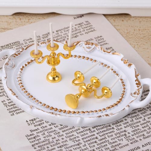 STOBOK 2PCS Miniature Dollhouse Candle Sticks, Retro Candlestick Model, Round Gold Candelabra for Mini House Kitchen Accessories, White, 4.60 X 3.20 X 1.00Cm - Cosy Home Interiors STOBOK 2PCS Miniature Dollhouse Candle Sticks, Retro Candlestick Model, Round Gold Candelabra for Mini House Kitchen Accessories, White, 4.60 X 3.20 X 1.00Cm - Image 8