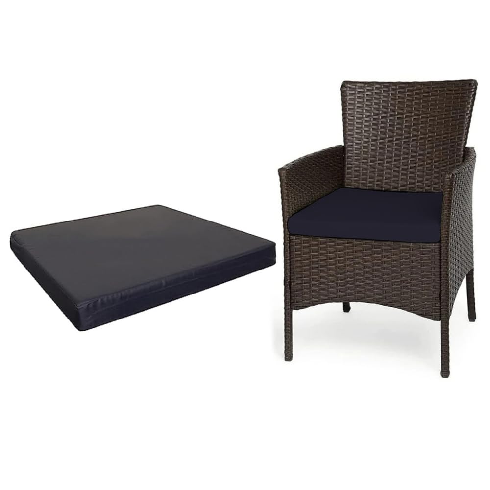 A ATH COLLECTION Rattan Seat Pads Cushion Pad Indoors Outdoors 100% Water Resistant Garden Furniture Chair Pads Office Garden Patio Chair Cushions Seat Pad (47cm x 47cm x 5cm, Navy Blue)