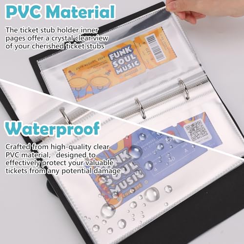 Image of 40 Pages Ticket Stub Holder 3-Hole Ticket Stub Album Refill Page PVC Ticket Refill Sheets Clear Lottery Ticket Holders 8.6 x 4.8 inch Plastic Protective Sleeves for Collectors Travel Tickets (No Book)