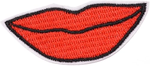 Miniatura 3 de EXCEART 18 pcs Patches Red Sewing Mouth Cartoon Patch Embroidery Decoration Sew Iron on Embroidered Sign Stickers Pants Applique Re Art Kiss Shaped