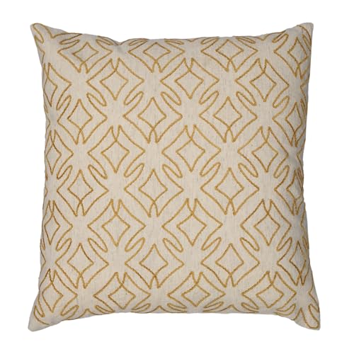Image of Wakefit Designer Cushion Cover | 16x16 inch | Heavy Embroidery | Cotton & Linen Fabric on Both Sides | Pack of 1 | Mirage Mustard