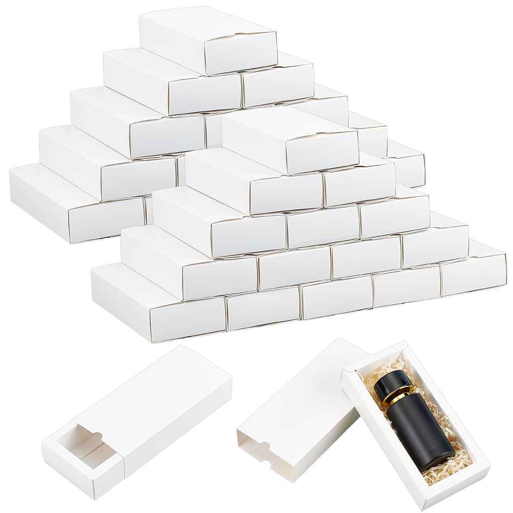 Photo 1 of BENECREATs Kraft Paper Drawer Boxes, 6.7x4.5x1.4 Inch White Rectangle Favors Present Packaging Boxes for Wedding Party Gifts, Jewellery Packaging