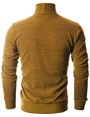 Ohoo Mens Turtleneck Sweater with Ribbed Cuffs and Hem in Slim Fit Long Sleeve3