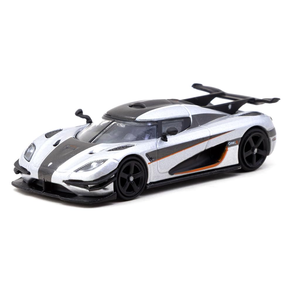 Diecast Model Car Compatible with Tarmac Works 1:64 Koenigsegg One:1 Silver Limited Editi…