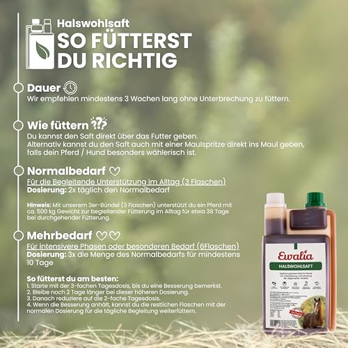 EWALIA Halswohlsaft | 1 l | Ergänzungsfuttermittel für Pferde | Mit Thymiankraut & Eibisch