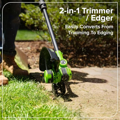 Image of Greenworks 24V 12 inch Brushless String Trimmer, 2-in-1 Trimmer /Edger, Adjustable Shaft, 10 Plastic Blades, Lightweight 5.25lbs, 3-Year Warranty, Battery and Charger Not Included