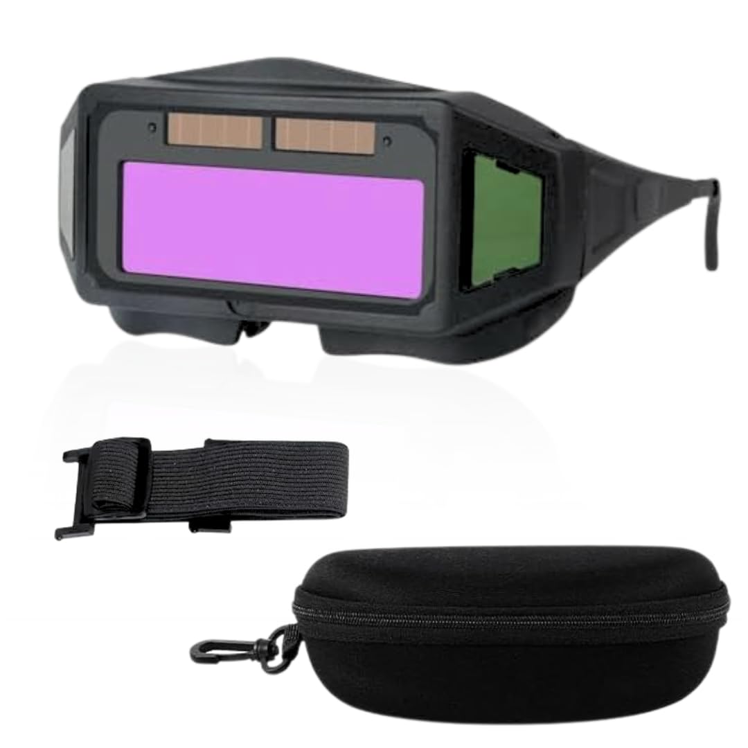Homdum Panoramic View Welding Glasses Auto Darkening Welding Goggles Safety Eyes With 2 Sensors For TIG MIG MMA, Black-image-3