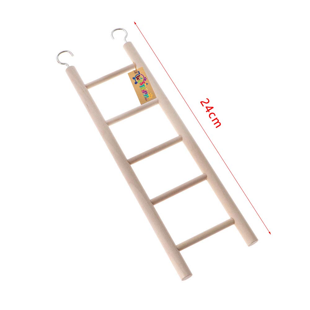 Western Era 5 Stairs Fun Natural Wooden Ladder Toy for Training, with Hooks, Designed for Birds, Parrot, Budgies and Other Small, Medium Large Bird (26cm)