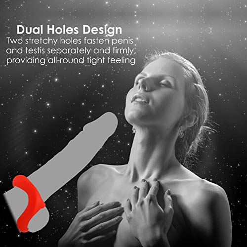 Premium Stretchy Silicone Penis Ring For Enhancing Erection, Super Smooth Soft Cock Ring Stimulate Dick Stay Stronger Harder Longer Adult Sex Toys For Men Lock Sperm And Couples Sexual Pleasure (Red) #TOP4