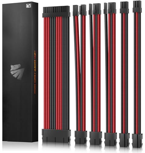 Image of Asiahorse Customization Mod Sleeve Extension Power Supply Cable Kit 18AWG ATX /EPS /8-pin PCI-E /6-pin PCI-E (RED Mix)