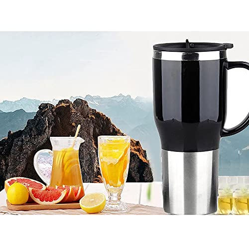 Gobelet chauffant pour voiture 12V Riloer en noir et bleu pour café et thé en route
