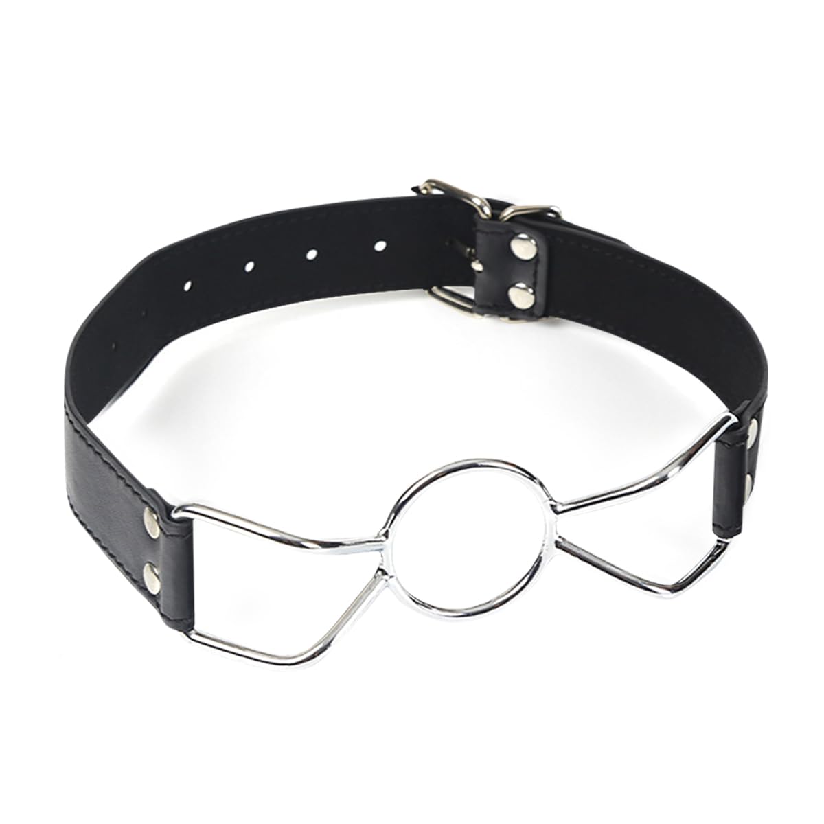 Open Mouth O-Ring Gag with Adjustable Leather Strap,Sex Mouth Plug,BDSM Fetish Restraints Bondage Gags &Muzzles Sex Toys for Couples: Black