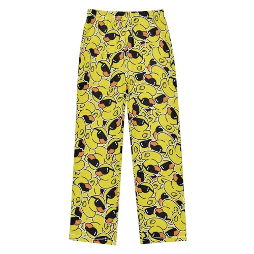 Boys' Pants Rubber Duck Sunglass Animal Long Bottoms Jogger Pants Elastic Waist Trousers with Pockets S-XL