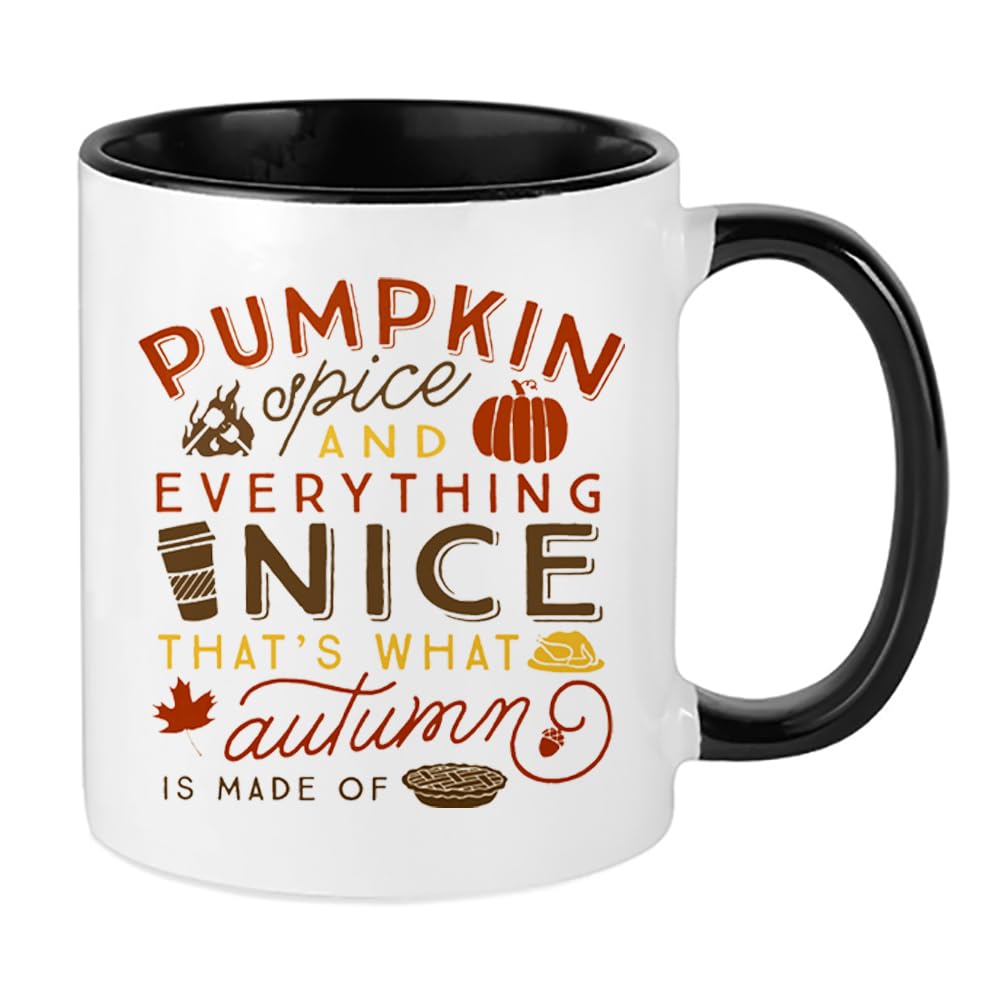 Giftme Autumn's Embrace, Pumpkin Spice and Everything Nice, Inside Coloured Mug, Ceramic Coffee, Tea Mug. (Black)