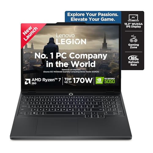 Image of Lenovo Legion 5 2025 AMD Ryzen 7 260 | NVIDIA RTX 5050 8GB (16GB RAM /1TB SSD /WUXGA IPS /165Hz /15(39.6cm) /Windows 11 /Office 2024+AI Now /Black /2.5Kg), 83M00073IN AI Powered Gaming Laptop