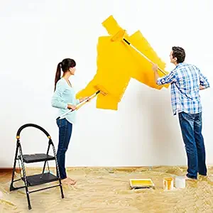 CIPLA PLAST Folding Ladder with Wide Steps - Milano 2 Steps | Powder Coated Steel & PPCP | Black