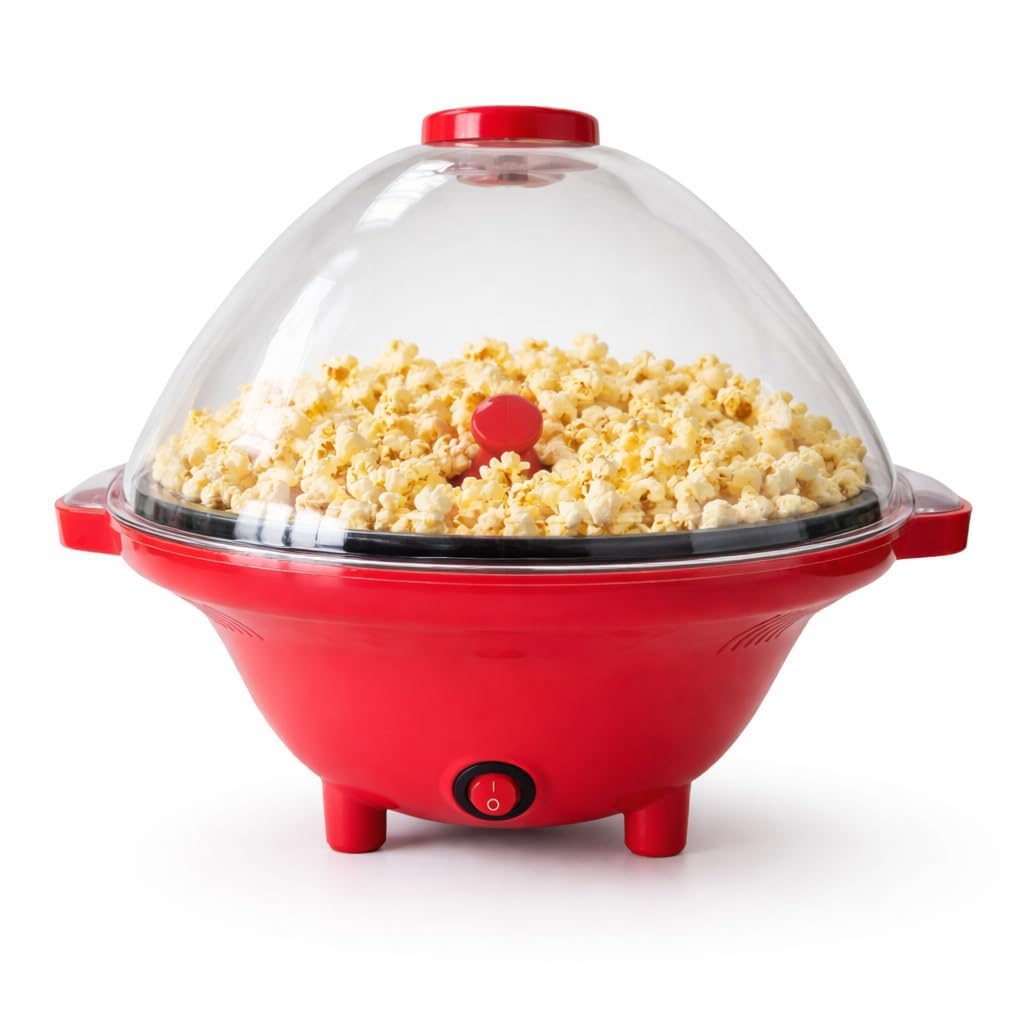 Electric Popcorn Maker Machine with Transparent Dome Lid – Hot Air Popcorn Popper for Home – Easy One Button Popcorn Making Machine for Fresh Movie Night Snacks - 5 L Capacity-image-22