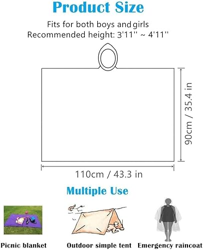Miniatura 5 de RUISHYY Poncho de lluvia para niños (paquete de 2), impermeable reutilizable de EVA para niños, chaqueta de lluvia con capucha para niñas y niños de