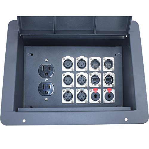 Fbl12+Ac Recessed Floor Box With 6 Xlr Female, 2 Xlr Male, 2 Ethernet, 2 Trs + Duplex Ac (Pre-Wired: 10' Wires) #TOP3