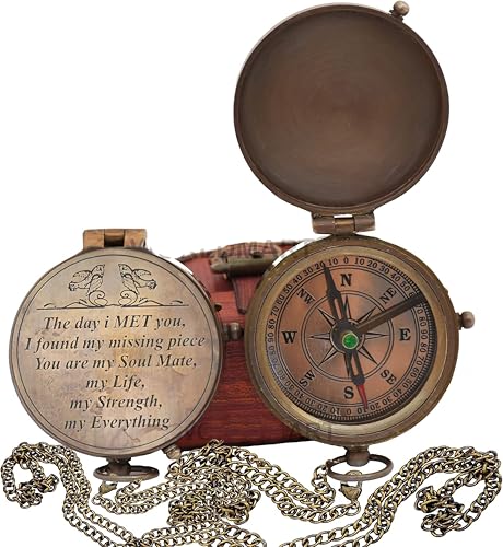Engraved Compass, Gift for Husband,Anniversary,Wedding Him, Long Distance Boyfriend Gift,...