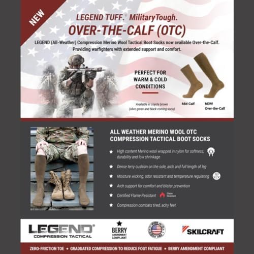 LEGEND Compression OTC Tactical Socks, Merino Wool All-Weather Over-the-Calf Military Combat Boot Socks for Men and Women2