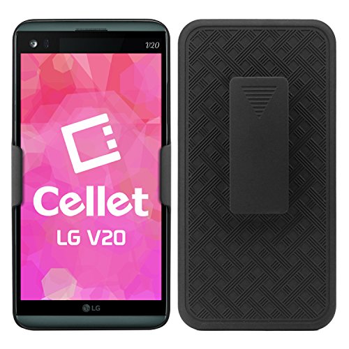 Cellet LG V20 case, Shell Holster Case with Built in Kickstand and Belt Clip – Black