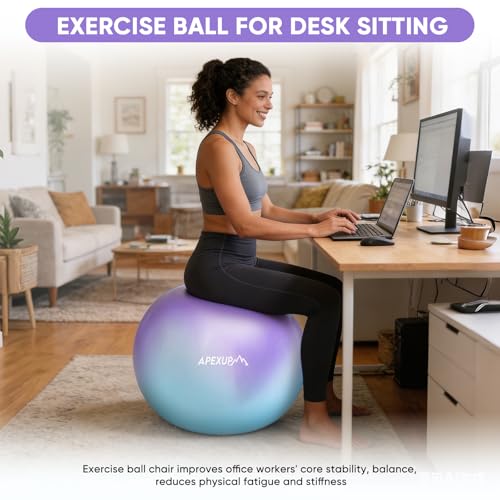Image of APEXUP Yoga Ball, 660 lbs Anti-Burst Exercise Ball with Pump, 5 Sizes | Anti-Burst, Anti-Slip, SGS Certified, Strengthens Core, Improves Balance & Posture, Boosts Flexibility & Stability