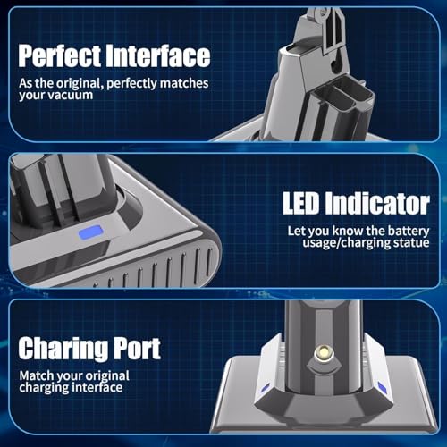 Image of Bonacell Upgraded Replacement for Dyson V6 Battery 7000mAh V6 Battery 21.6V Compatible with Dyson DC58 DC59 DC61 DC62 DC72 DC74 SV03 SV04 SV05 SV06 SV07 SV09 Series Cordless Vacuum Cleaner
