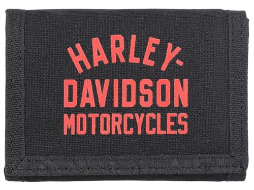 Harley-Davidson Men's H-D Arched Script Logo Tri-Fold Polyester Wallet - Black