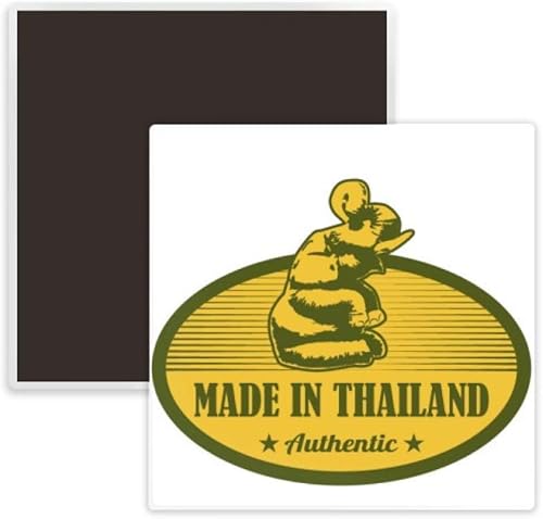 Thai Customs Culture Made in Thailand Square Ceramics Fridge Magnet Keepsake Memento