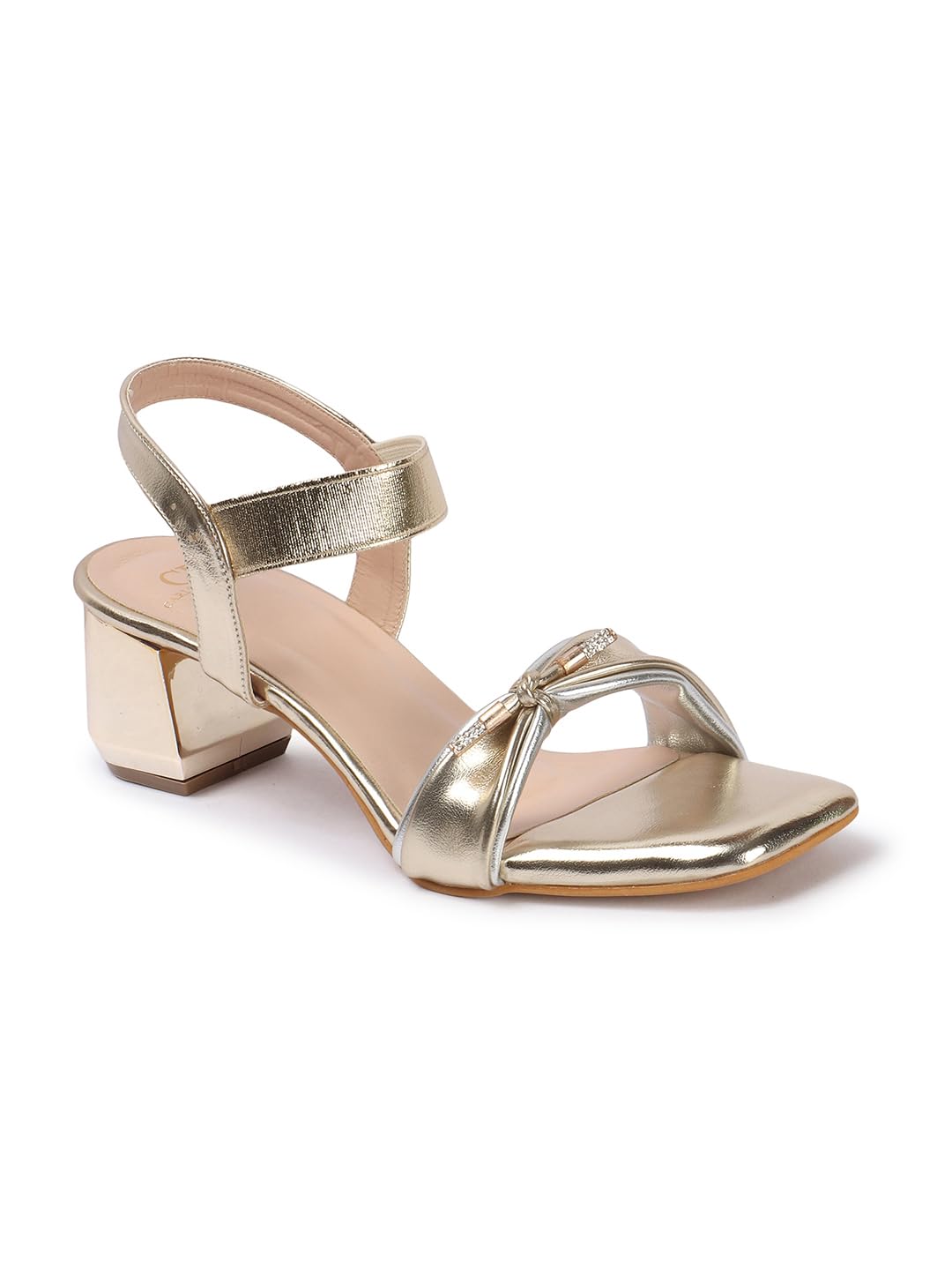 Carlton London Women Gold Stylish Fashion Embellished Sandals for Outdoor, Party, Wedding and Holidays with Block Heels (40) (B0DCVXJLTD) Amazon Price History, Amazon Price Tracker