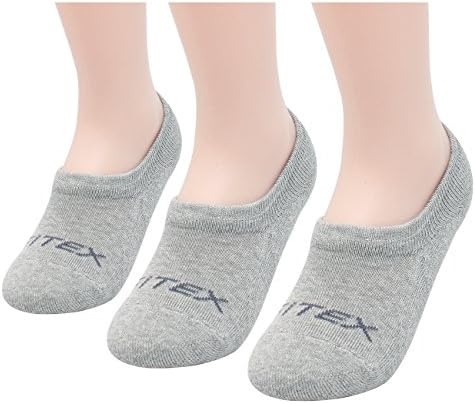 FITEXTREME 3 Pair Womens DryCool Cushioned Thick No Show Socks Non Slip Grey