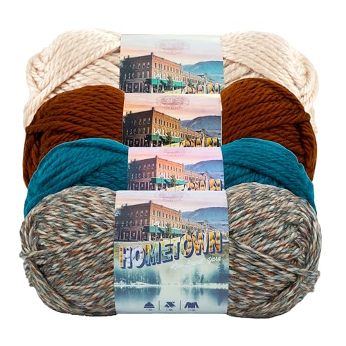 Image of Lion Brand Yarn, Hometown Super Bulky Yarn, Log Cabin Pack, 4 Skeins