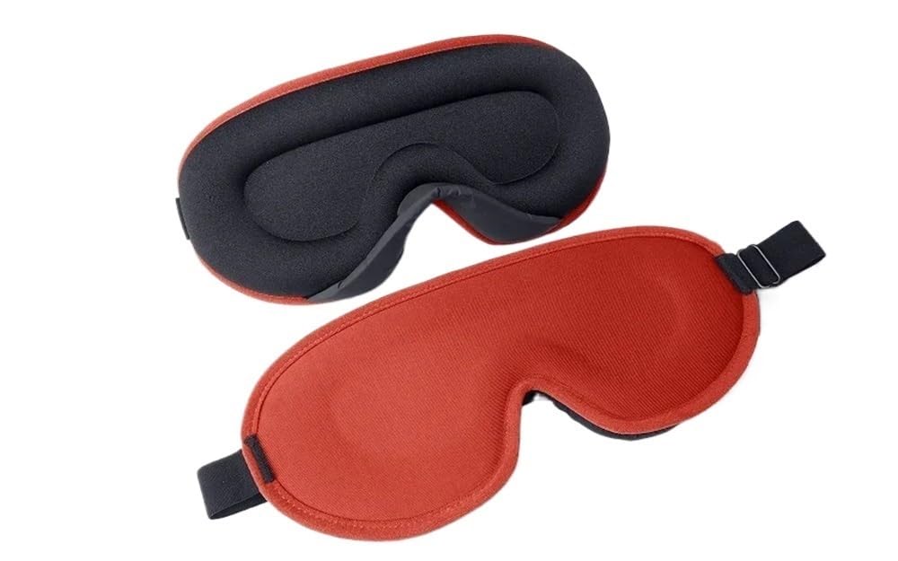 Lot de 3 masques de voyage 3D naturels en mousse à mémoire de forme - Rembourré - Type B - Rouge