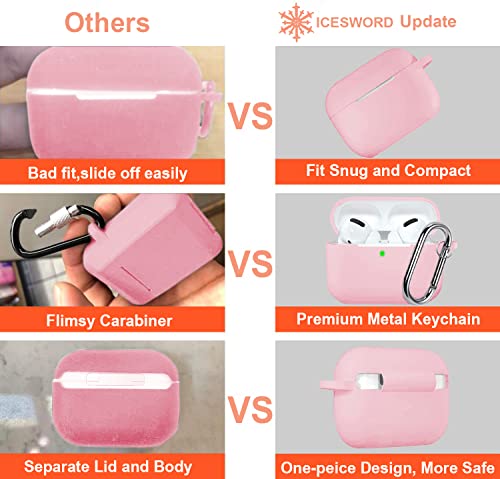 Coque AirPods Pro rose IceSword en silicone avec porte-clés