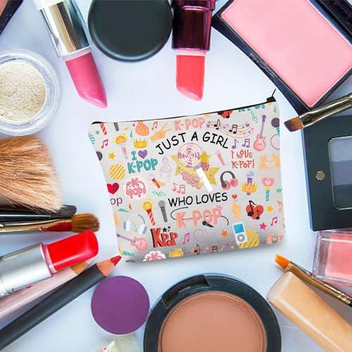 BDPWSS K-Pop Makeup Bag K-Pop Singer Merchandise Gift Just A Girl Who Loves K-Pop Gift for K-Pop Music Fan K-Pop Team Gift (Loves K-Pop)4