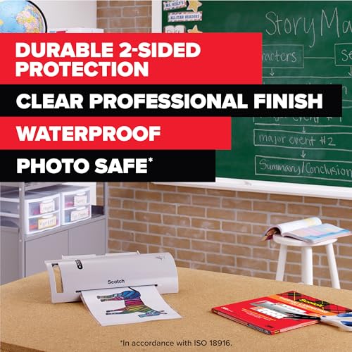 Image of Bundle of Scotch Thermal Laminator, Extra Wide 13 Inch Input (TL1302X) + Scotch Thermal Laminating Pouches, 200 Count, Clear, 3 mil., Fits Letter Sized Paper (8.9 in. x 11.4 in.)