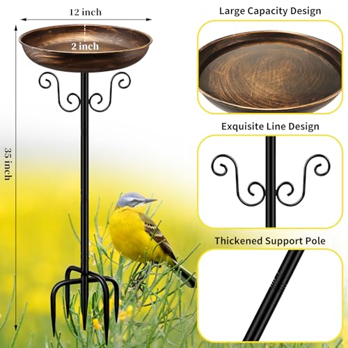 Lovppy BIRD BATH8888 Bath For Outside, Antique Metal Bird Bath, Freestanding Bird Bath Bowl Spa & Birdfeeder With Thicker Rod & 5-Pronged Base, Birdbaths For Outdoors Garden Patio Yard Lawn Decor thumb #1