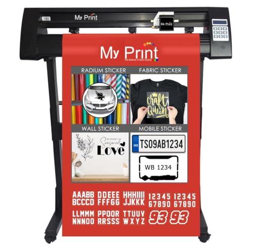 Image of MY PRINT | Radium STICKER CUTTING PLOTTER | Number Plate | Wall Sticker | HTV, PUFF, HD Vinyle Cutting | Heavy Duty Cutting plotter | Customise Work For Business Products | With STAND & Online Insatallation Guide