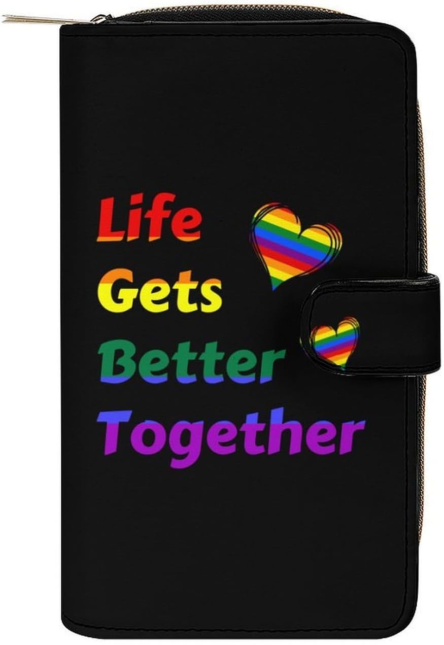 Lgbt Life Gets Better Together Womens Wallet for Men Slim Purse Clutch Handbag with Card Holder