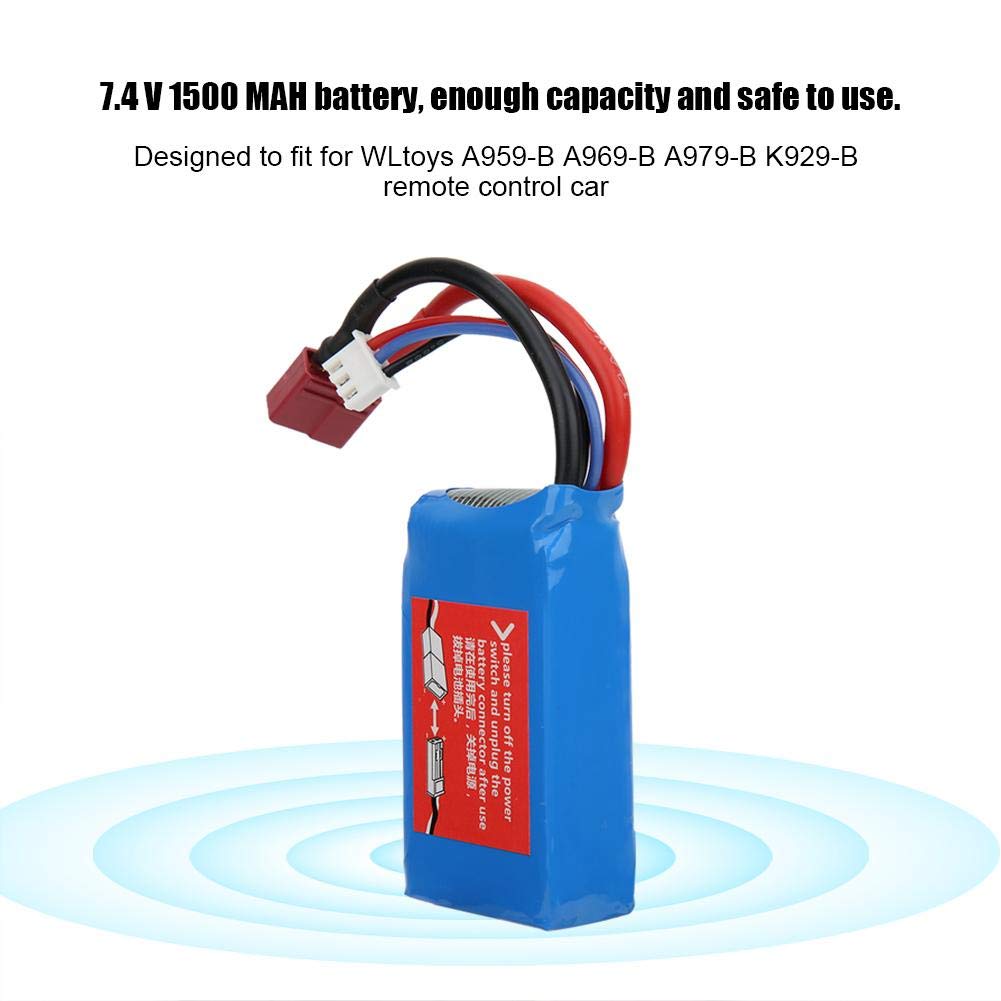 Tbest Batterie, 7.4V 1500MAH RC Jouets Batterie Adaptée pour A959-B A969-B A979-B K929-B RC Jouet Vehicule
