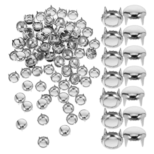 Parliky 100 pezzi Borchie Rotonde Argento per Abbigliamento Borse e Scarpe Rivetti Cavi Decorativi Resistenti per Progetti Fai da Te