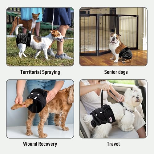 Image of Washable Reusable Female Dog Diapers(5 Pack) Small Medium Large Doggie Puppy & Doggy Dog Diaper, Period Panties in Heat Small Black