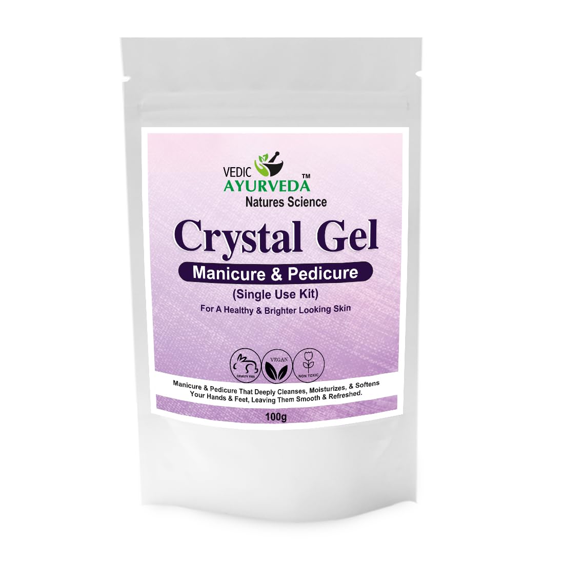 Vedicayurveda manicure pedicure spa kit crystal gel for moisturize and smooth the skin, remove all dirt, suitable for all skin, men & women (100g,set of 6)