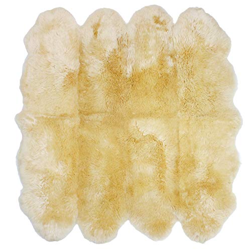 ムートンラグ 天然 オーストラリア産 長毛 8匹物 ラグ ベージュ 180×180cm 洗える 日本製 NF008BE