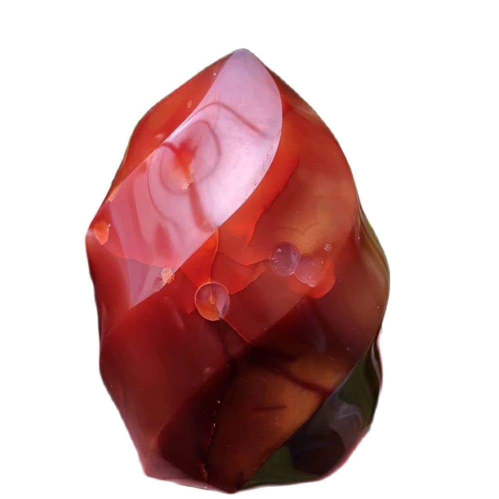 AUOQKQUT Red Agate Torch Crystal Flame Carnelian Gemstone Form Fire Crystals Decor Stone (Size : 360-450g)
