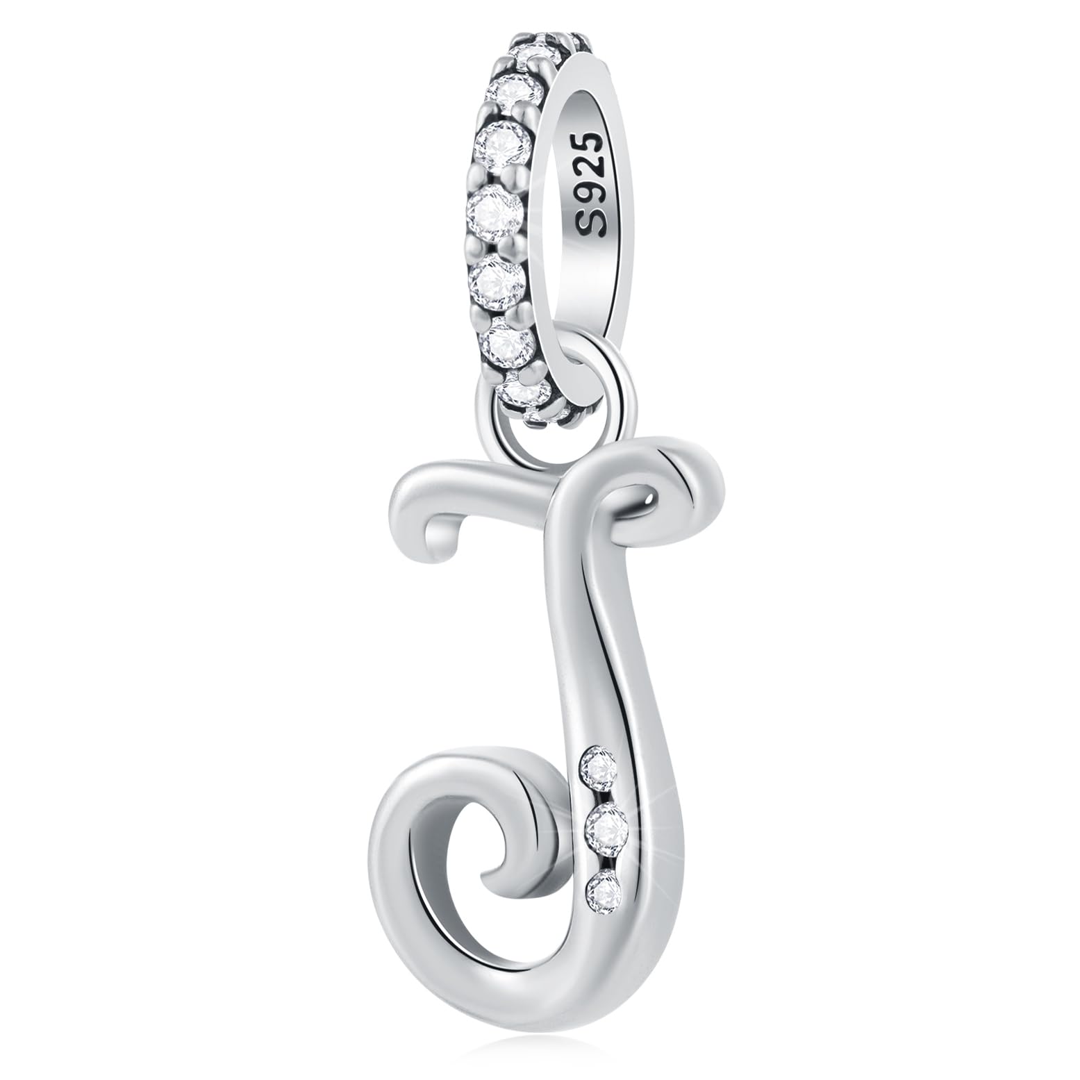 GLOWDASLetter Charms Initial A to Z Necklace Pendant, 925 Sterling Silver Alphabet Beads and Ampersand & Charm fit European DIY Bracelet, Gifts for First Mothers Day/Christmas