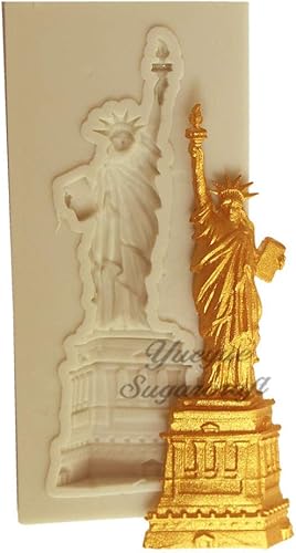 Linda y divertida estatua de la libertad 3D de silicona para hacer moldes de hielo de bloques de hielo de fondant de caramelo, chocolates, jabones,