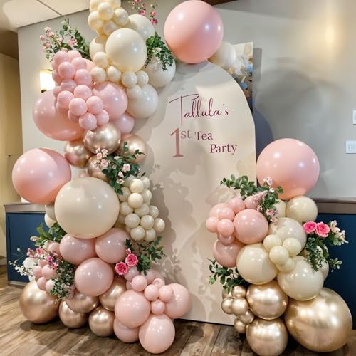 Image of HILAVO Pink and Gold Balloons 12 In Light Pink Balloon for Girls Birthday