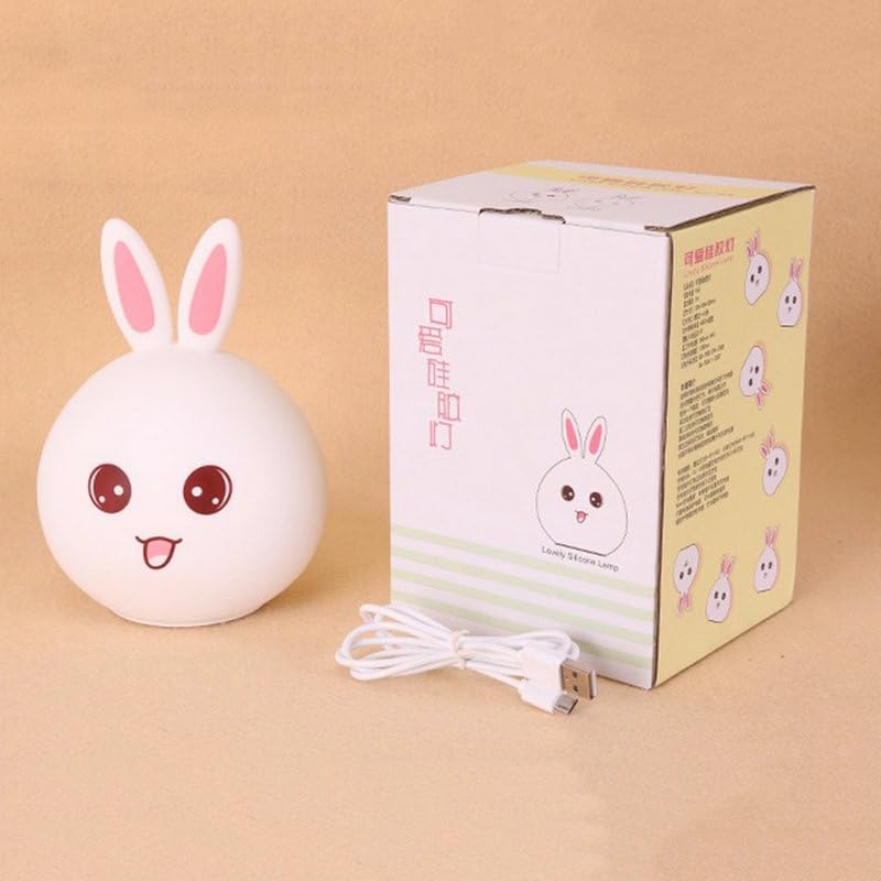 Image of LED Kids Night Lights Touch Sensor, USB Rechargeable, 7-Color Changing Lamp for Kids' Room & Baby Gift | Night Light | (Cute Rabbit)